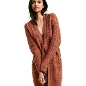 Nili Lotan Cable Knit Longline Cardigan Size M